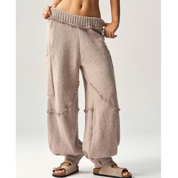Boho Textured stretchy waist harem leg lounge pants - Picture 4 of 13